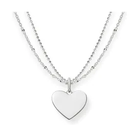 Thomas Sabo Silver Double Chain Heart Necklace LBKE0004-001-12