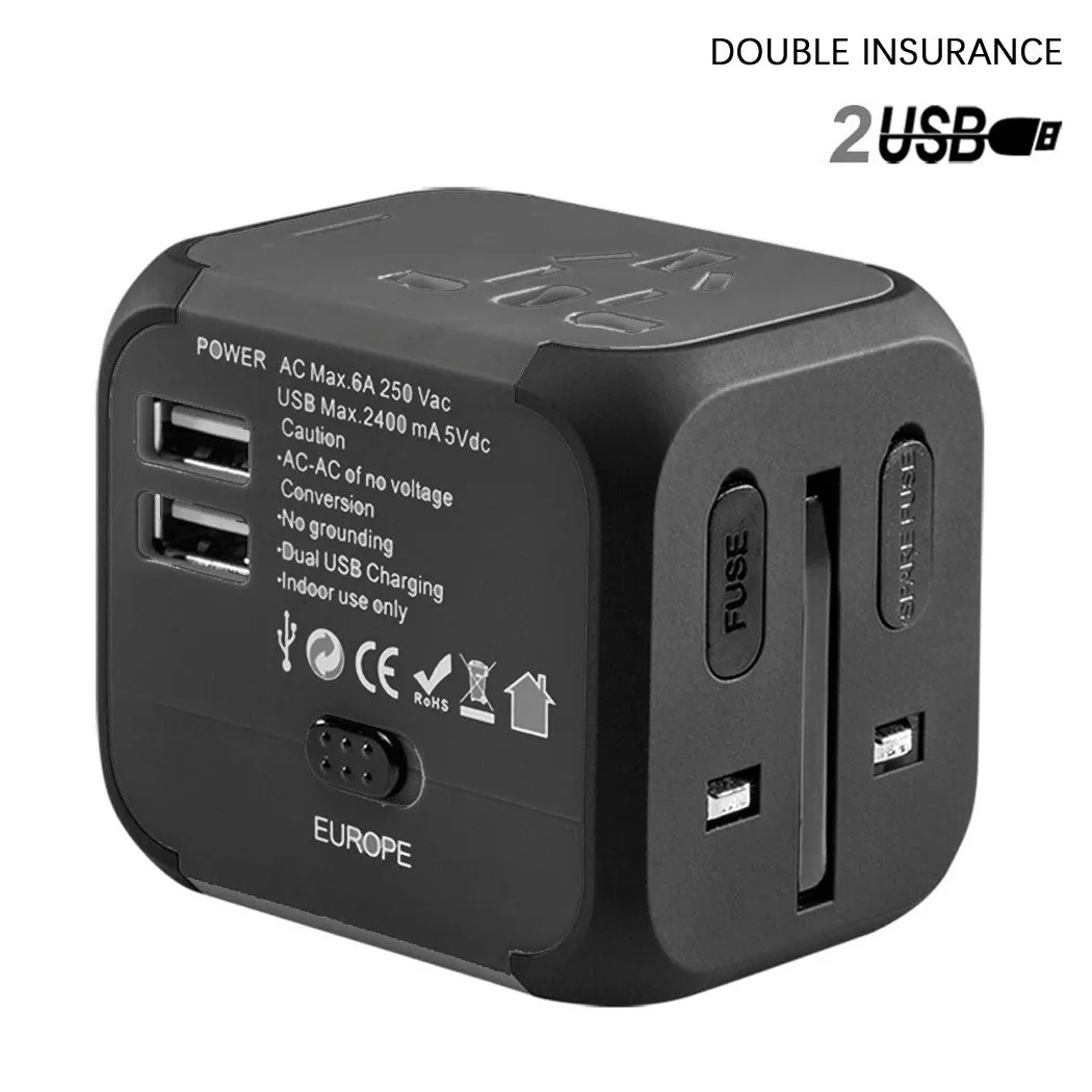 Travel Adapter with Dual USB All-in-one Worldwide Travel Chargers Adapters