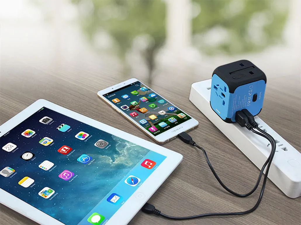 Travel Adapter with Dual USB All-in-one Worldwide Travel Chargers Adapters