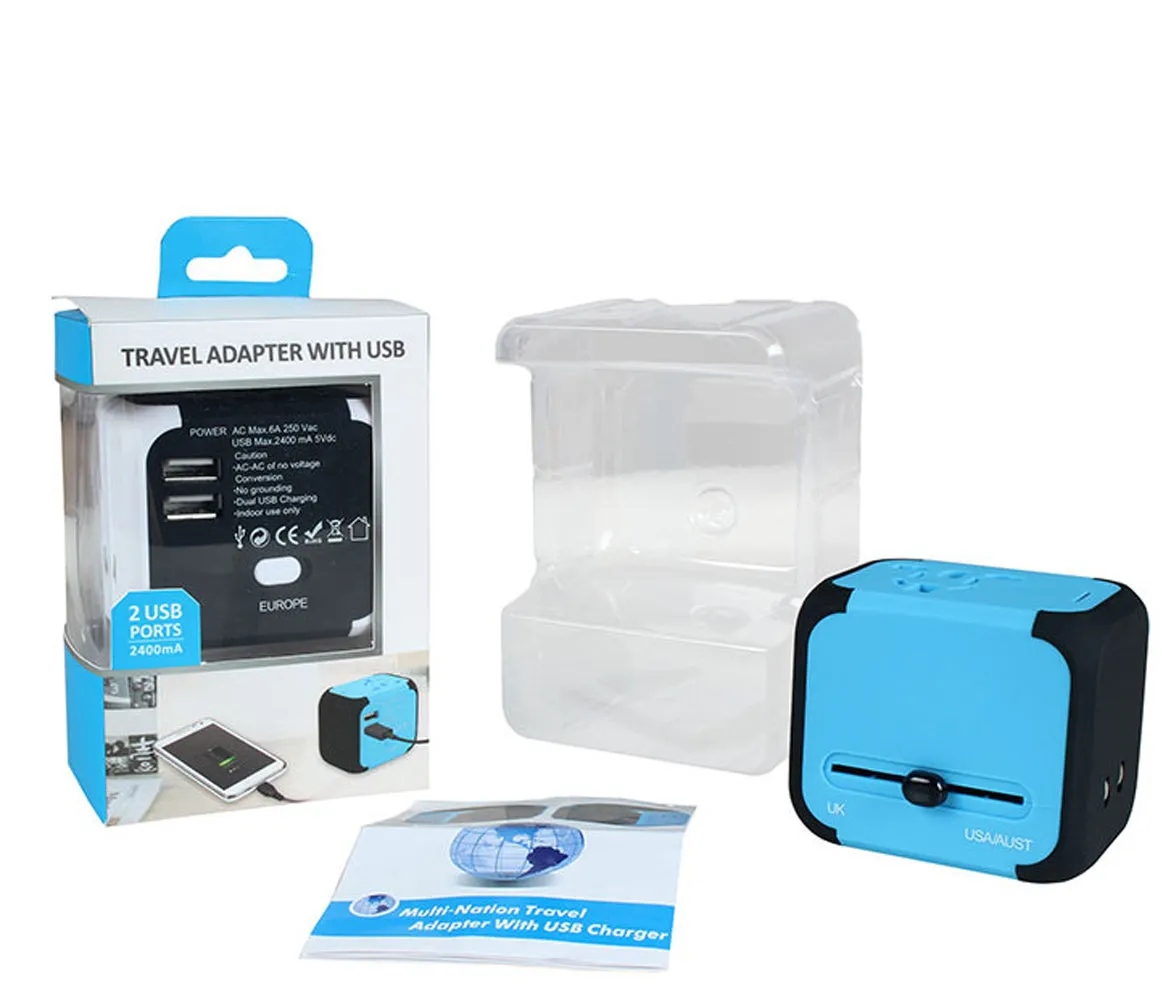 Travel Adapter with Dual USB All-in-one Worldwide Travel Chargers Adapters