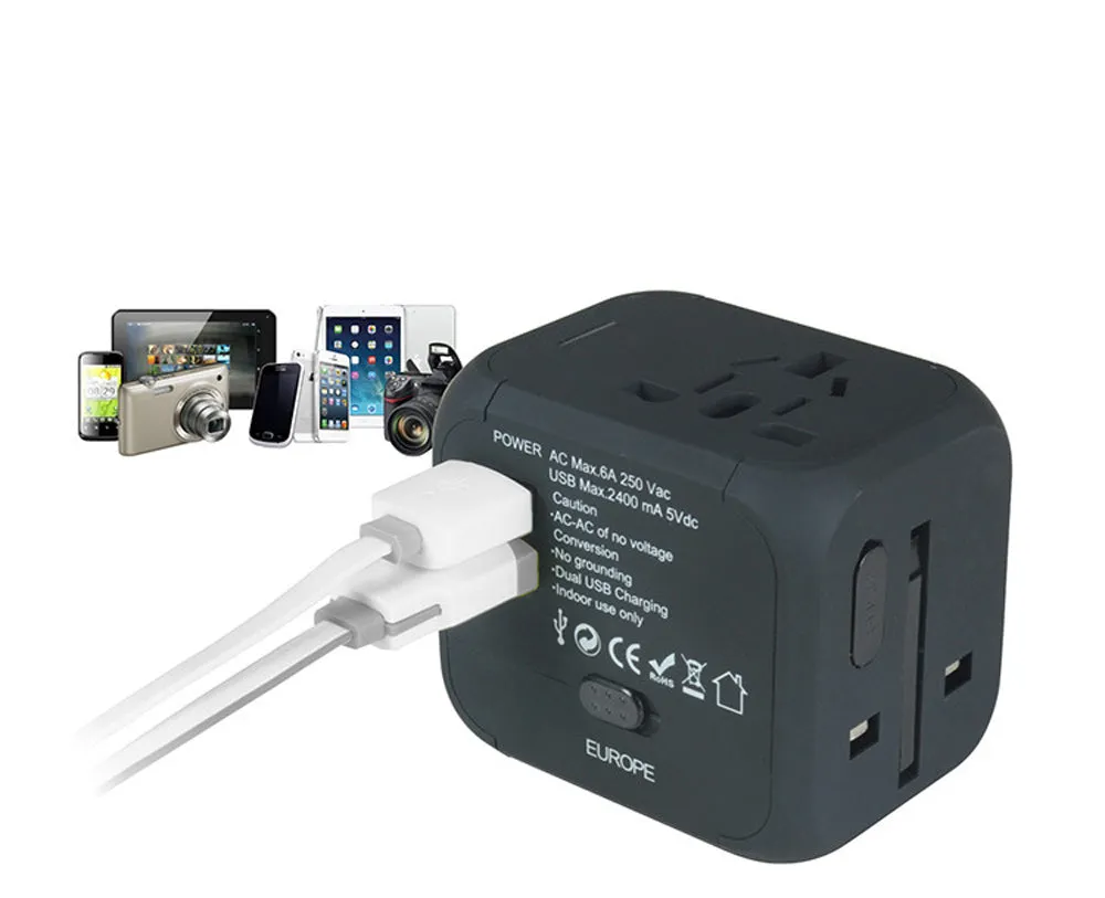 Travel Adapter with Dual USB All-in-one Worldwide Travel Chargers Adapters