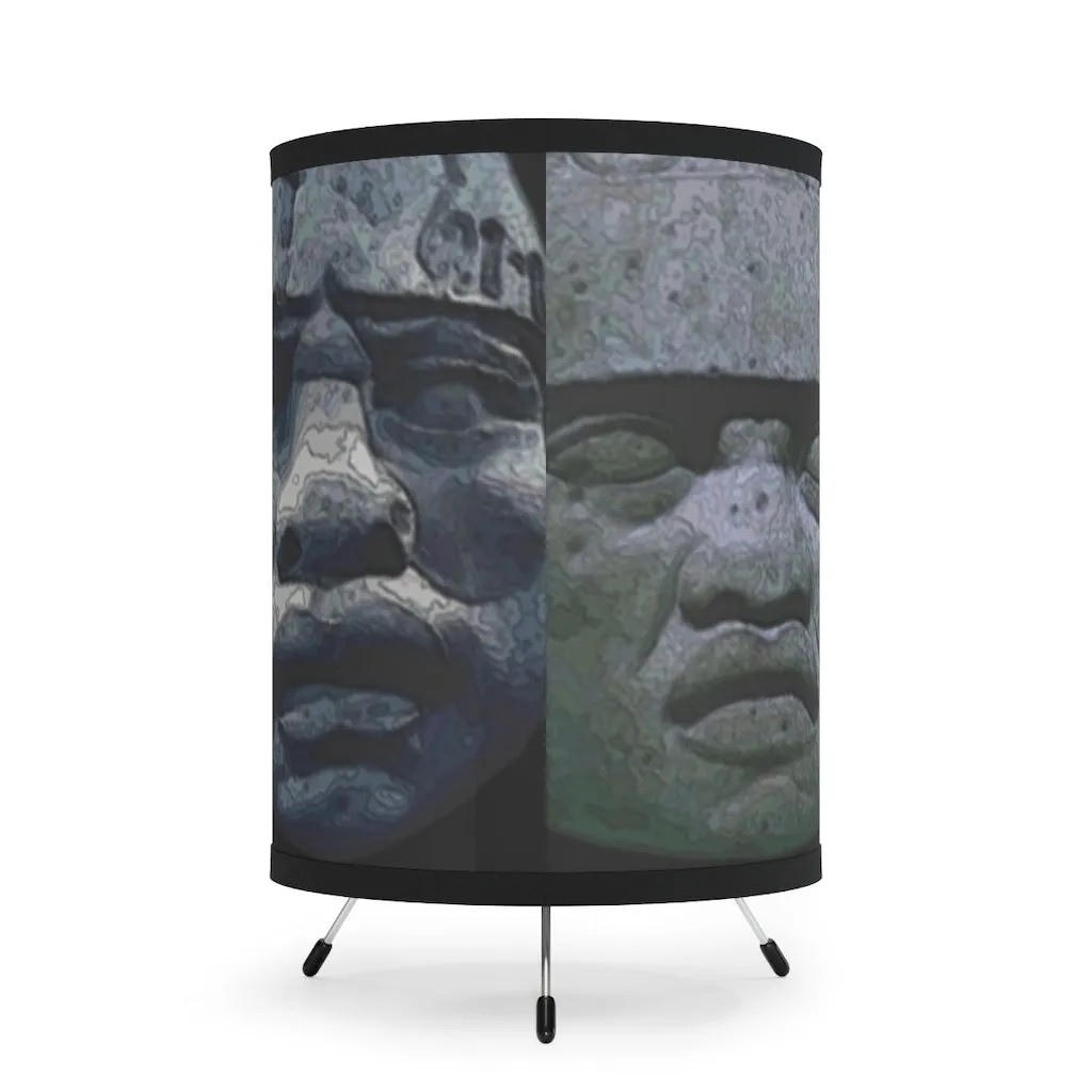 Tripod Lamp AL BLUE DESIGNED OLMEC HEADS