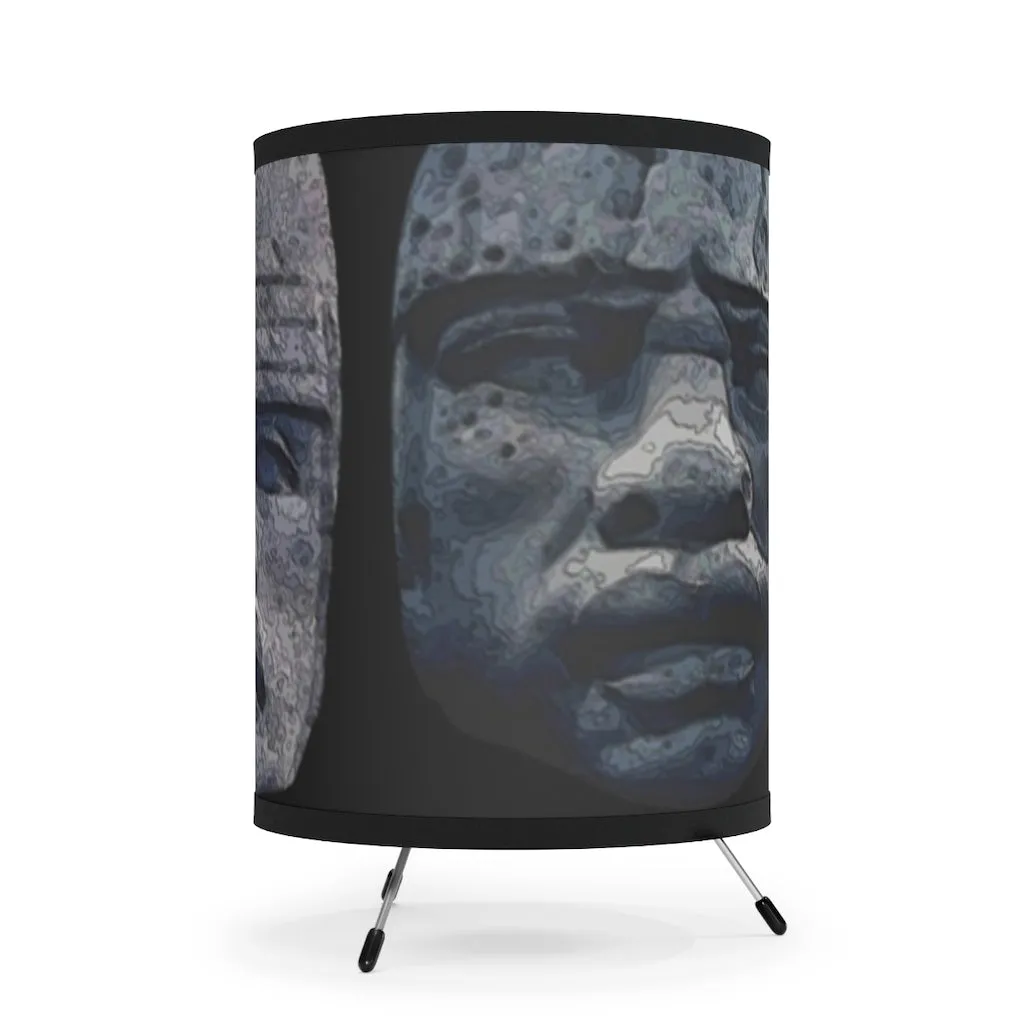 Tripod Lamp AL BLUE DESIGNED OLMEC HEADS