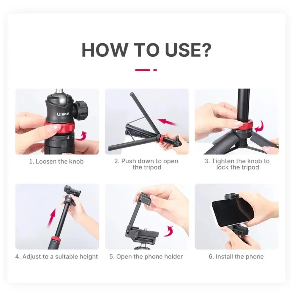 Ulanzi MT-44   Remote 3-Section Extendable Folding Vlog Tripod, Camera & Phone Mount with Max 1.5Kg Load Capacity for Vlogging, Live Selling, Livestreaming