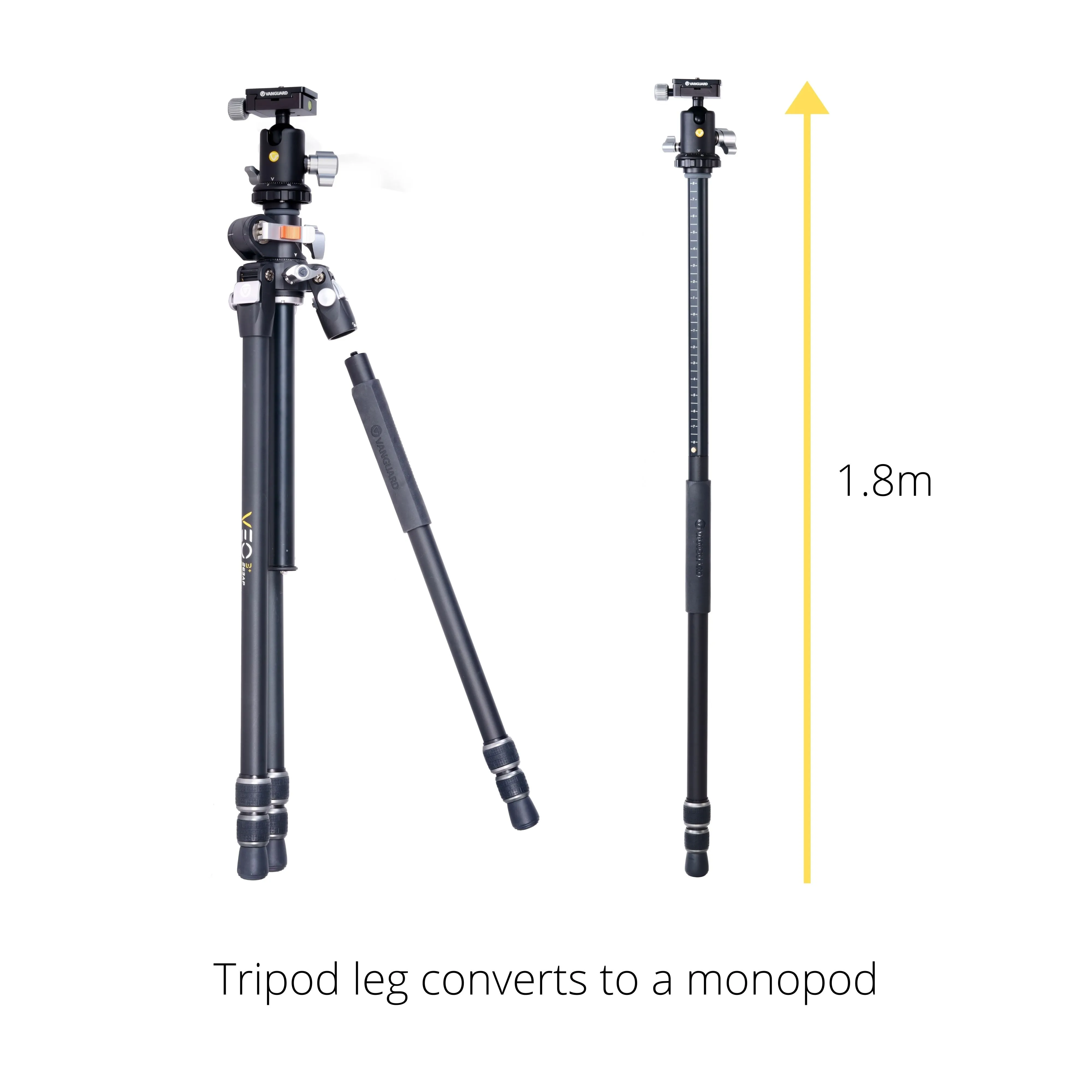 VEO 3  263CB 160S Versatile Carbon Tripod with Dual Axis Ball Head - 15kg Load Capacity