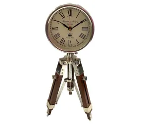 Vintage Craftland || Super Instruments Table Clock Wooden Table Clock with Adjustable Tripod Stand Heavy Quality Table & Floor Standing Roman Number Clock