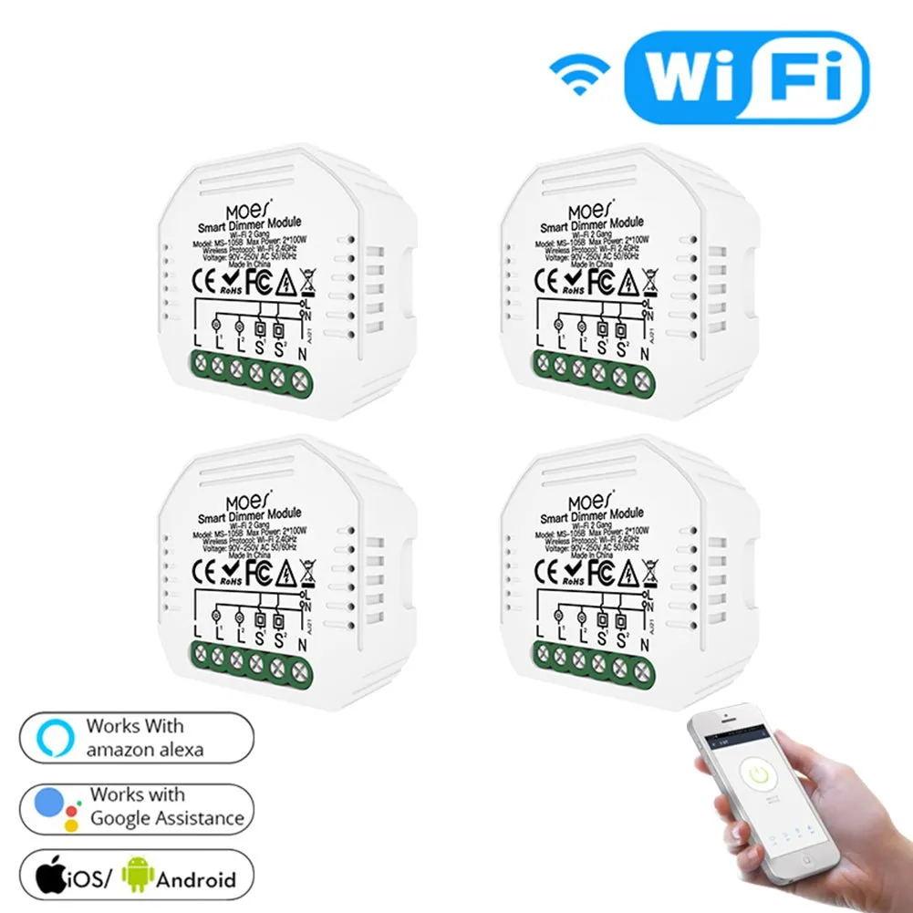 WiFi 2 Gang Dimmer Switch  Module DIY Smart  Light LED Dimmable Interruptor Relay